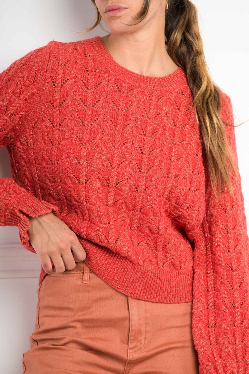 Sweater Lana Texturado Lurex Ladrillo