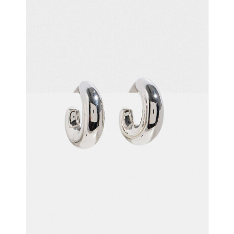 Aros Argollas Chunky Plateado Rodio