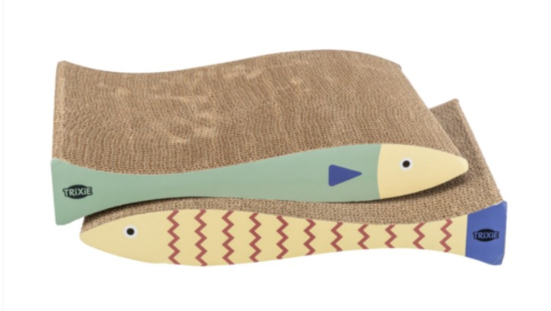 SCRATCHING CARDBOARDS FISH, CATNIP, 2 PCS, 40 × 30 × 11 CM, 2 PCS., MINT/CREAM 