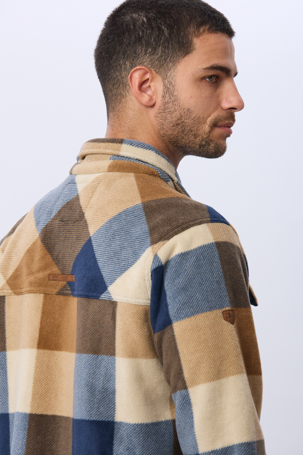 CAMPERA POLAR A CUADROS Azul