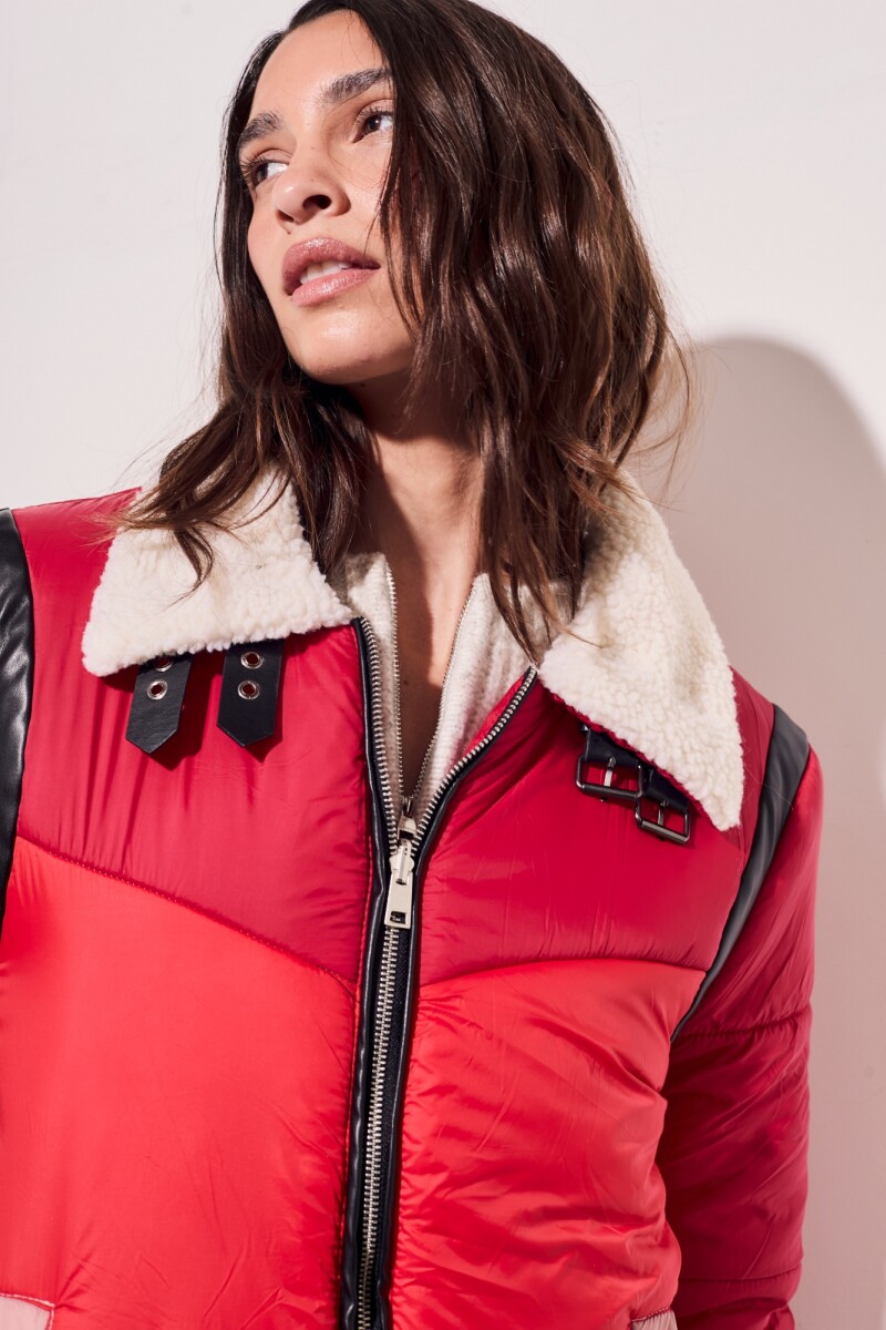 Campera Capitoneada Combinada Rojo