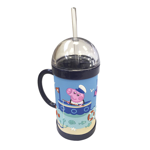 Vaso de Goma Eva con Tapa, Asa y Sorbete Peppa Pig Oficial U