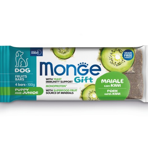 Monge Gift Fruit Bars Puppy Pork & Kiwi 100 gr Monge Gift Fruit Bars Puppy Pork & Kiwi 100 Gr