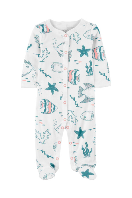 Pijama de algodón con pie prendido con botones Sin color
