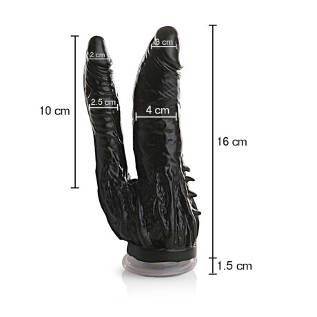 Consolador Doble Placer Con Ventosa Negro