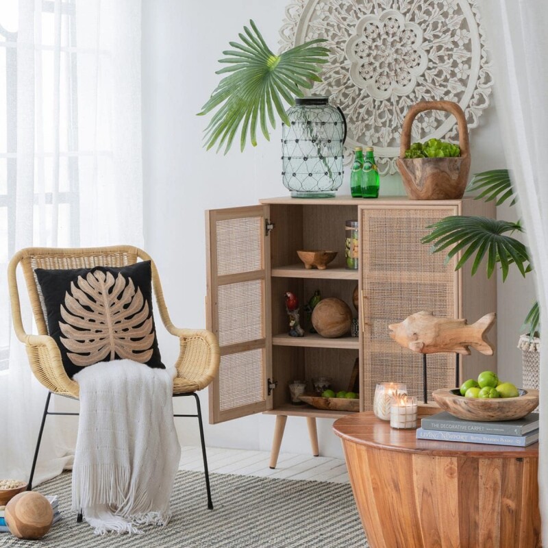 APARADOR 80x35x101CM MDF/RATTAN APARADOR 80x35x101CM MDF/RATTAN