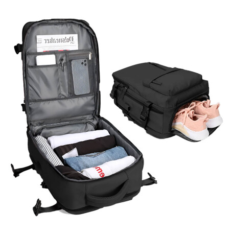 Mochila Viaje Carry On Impermeable Laptop Ejecutiva Negro