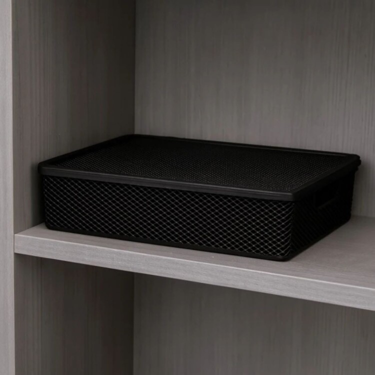 Caja cesto organizador simil rattan 27 x 19 x 7cm - NEGRO Caja cesto organizador simil rattan 27 x 19 x 7cm - NEGRO