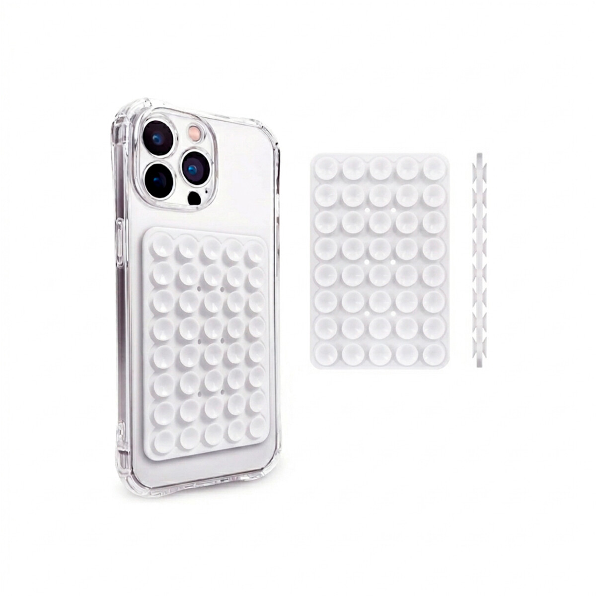 Soporte ventosa doble para celular color blanco 