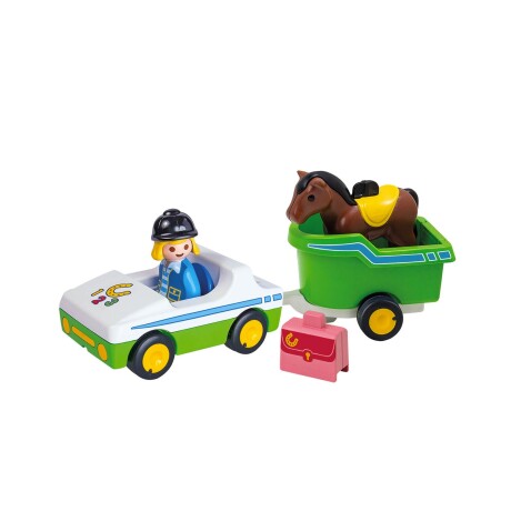 Playmobil Juguete 1.2.3 coche con remolque de caballo Playmobil Juguete 1.2.3 coche con remolque de caballo