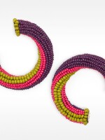 Pendientes De Aro Abiertos Multicolor Con Abalorios multicolor
