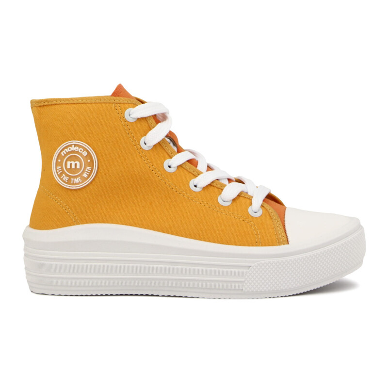 Moleca Bota Casual Lona Acordonado Mostaza-naranja