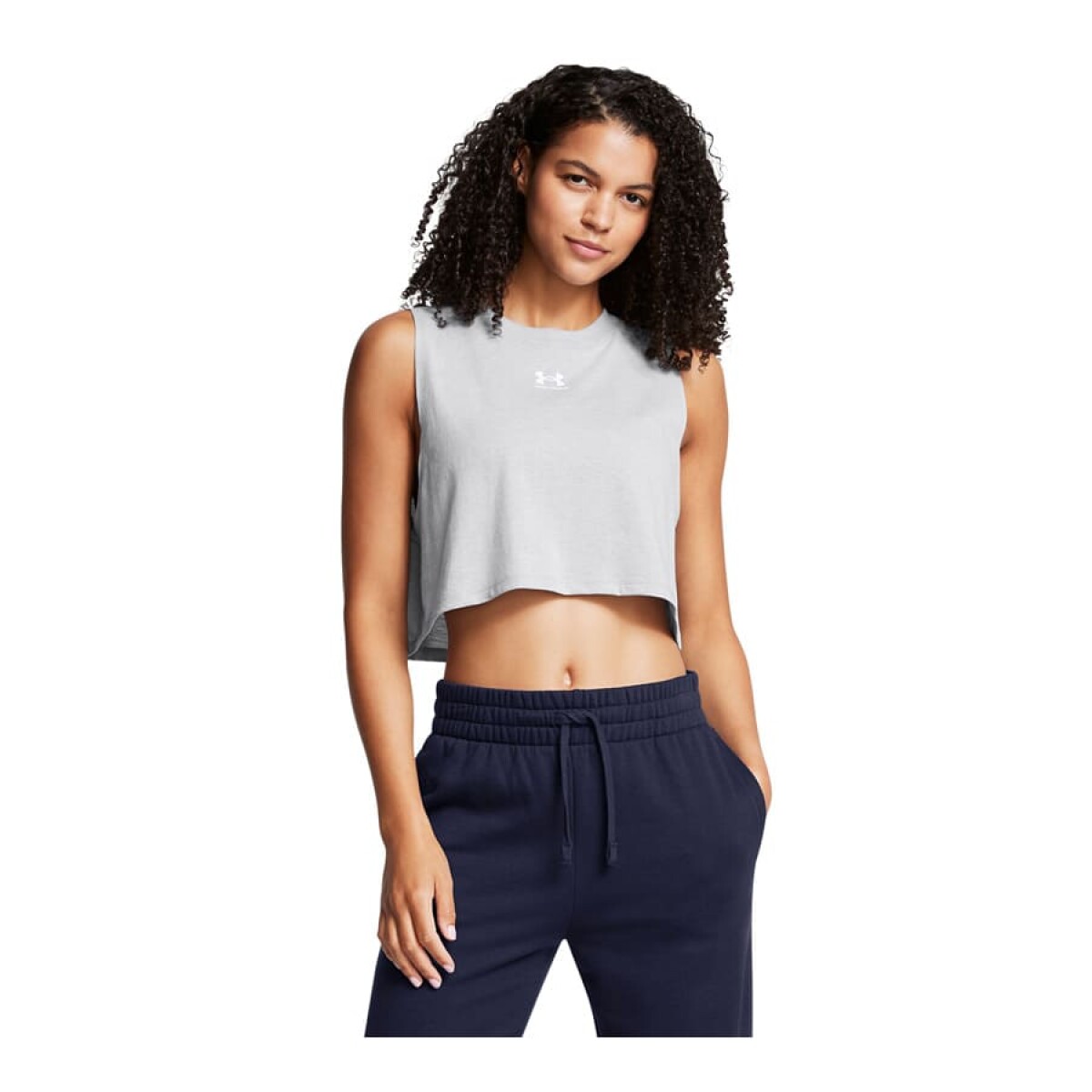 Musculosa Under Armour Cropped de Mujer - 843-012Z - Gris 