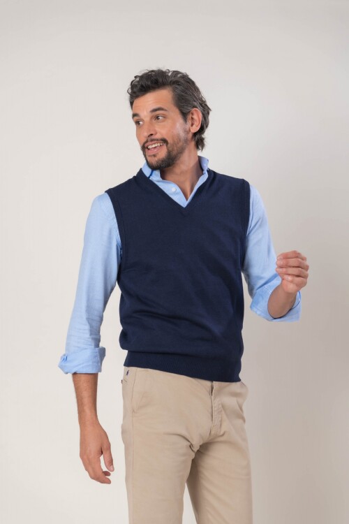 Chaleco Merino Azul Marino