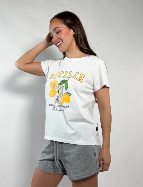Remera estampada Cande Blanco