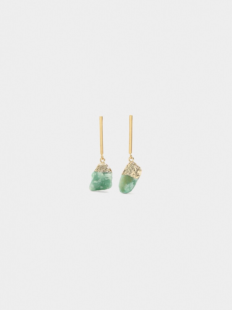 Pendientes Barra Con Piedras verde
