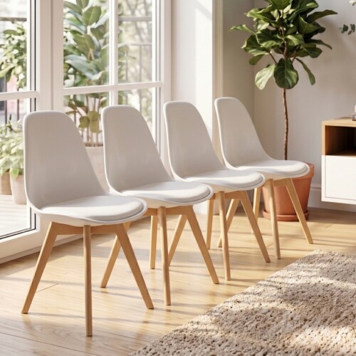 Silla Eames Pack 4 Unidades Acolchonada Calidad Premium Blanco