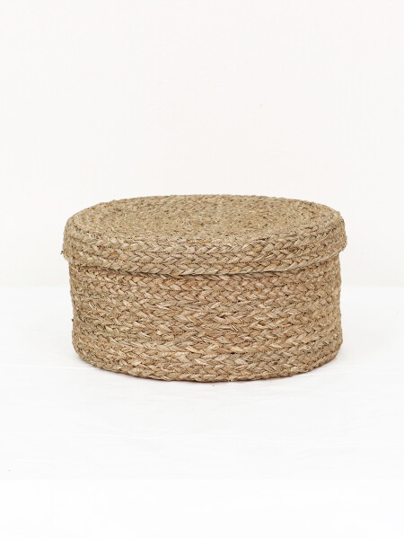 CANASTO REDONDO CON TAPA MARRON