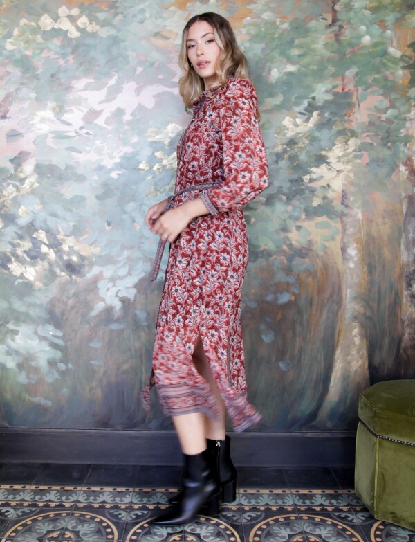 Vestido Gasa Print MULTI/ANARANJADO