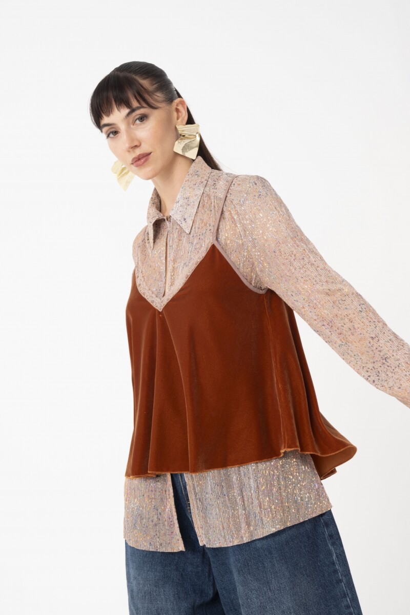 Top de bretel fino regulable Marron