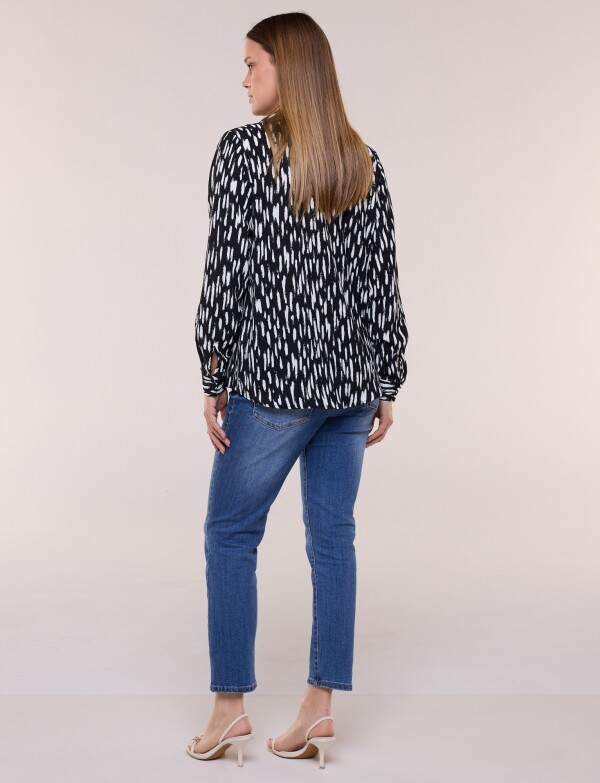Camisa Gasa Print NEGRO/BLANCO
