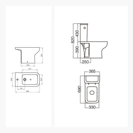 JUEGO INODORO, TAPA, MOCHILA Y BIDET FERRUM LINEA TRENTO descarga a 25cms. 000