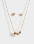 Bijouterie Set Con corazón Set De Aros Pasantes Y Collar Con Corazón - Dorado