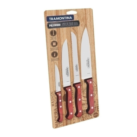 Juego de cuchillos modelo POLYWOOD, 4 piezas -TRAMONTINA TN9277