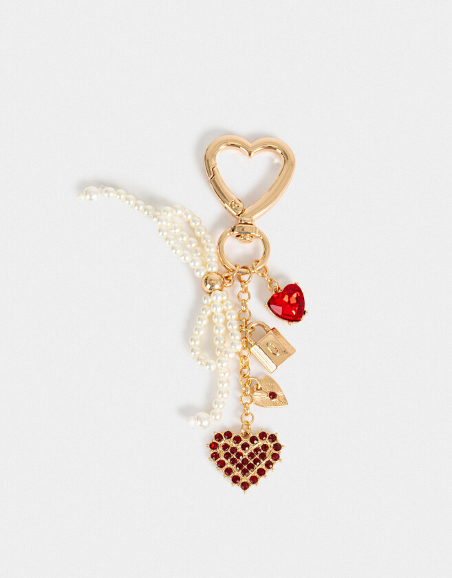 Bijouterie Vs Moño Llavero Y Bag Charm De Corazón - Dorado
