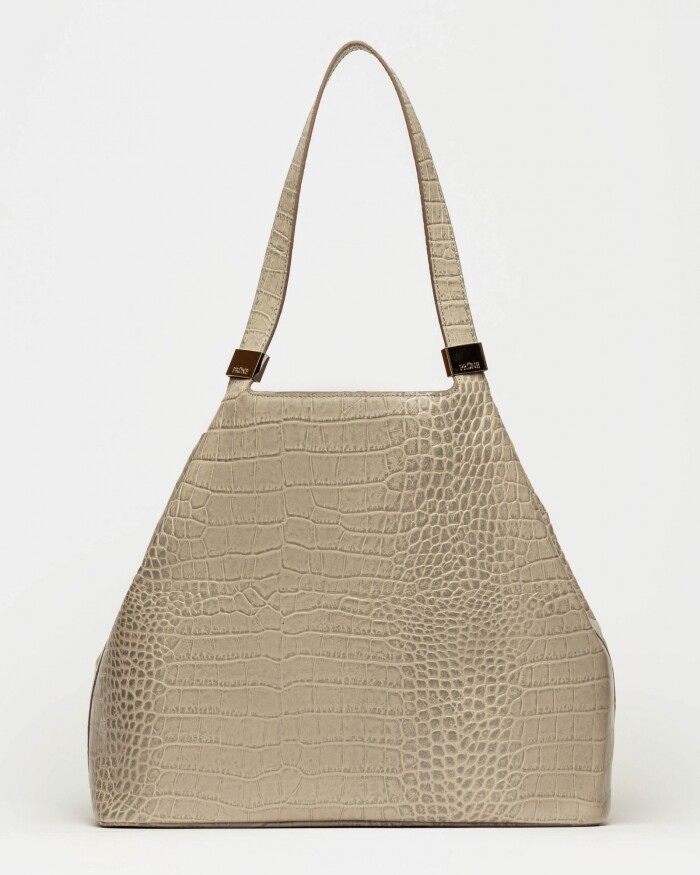 Bolso Eterial en cuero croco shine Taupe