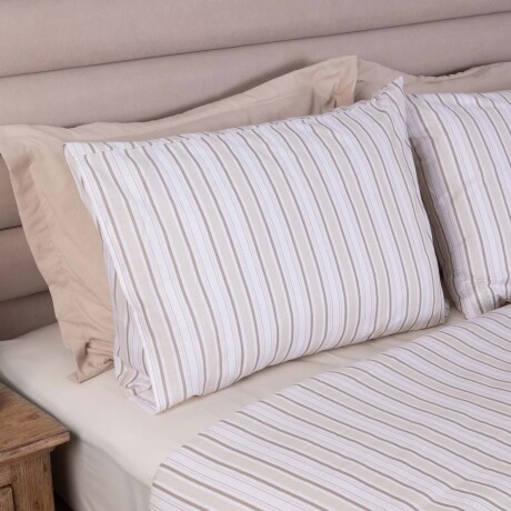 JUEGO SÁBANAS 1 PLAZA ALGODON-Y-POLIESTER BLANCO TENT STRIPE BLANCO VERDE