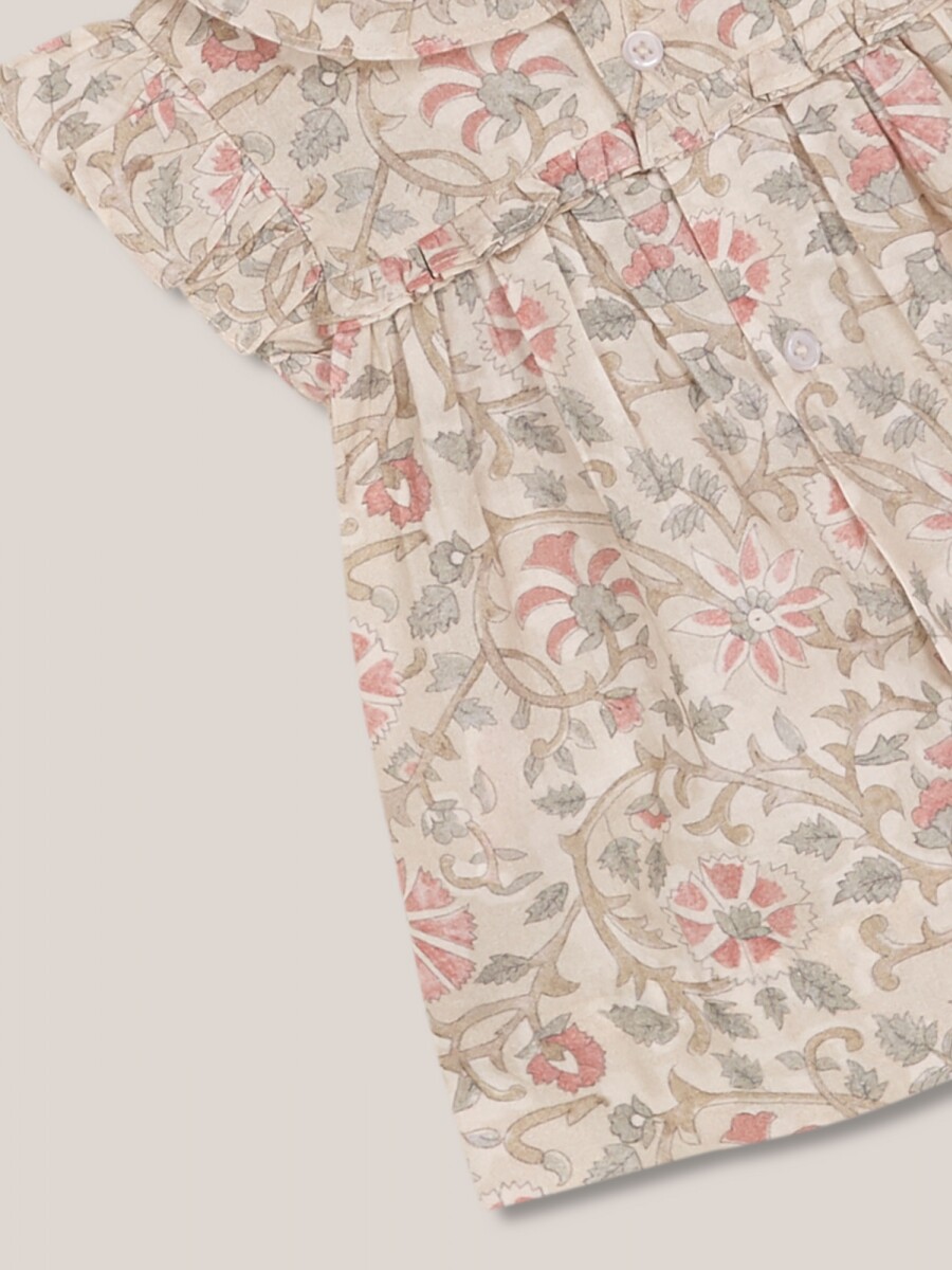 Vestido Corto Estampado Con Cubrepañal A Juego Piedra