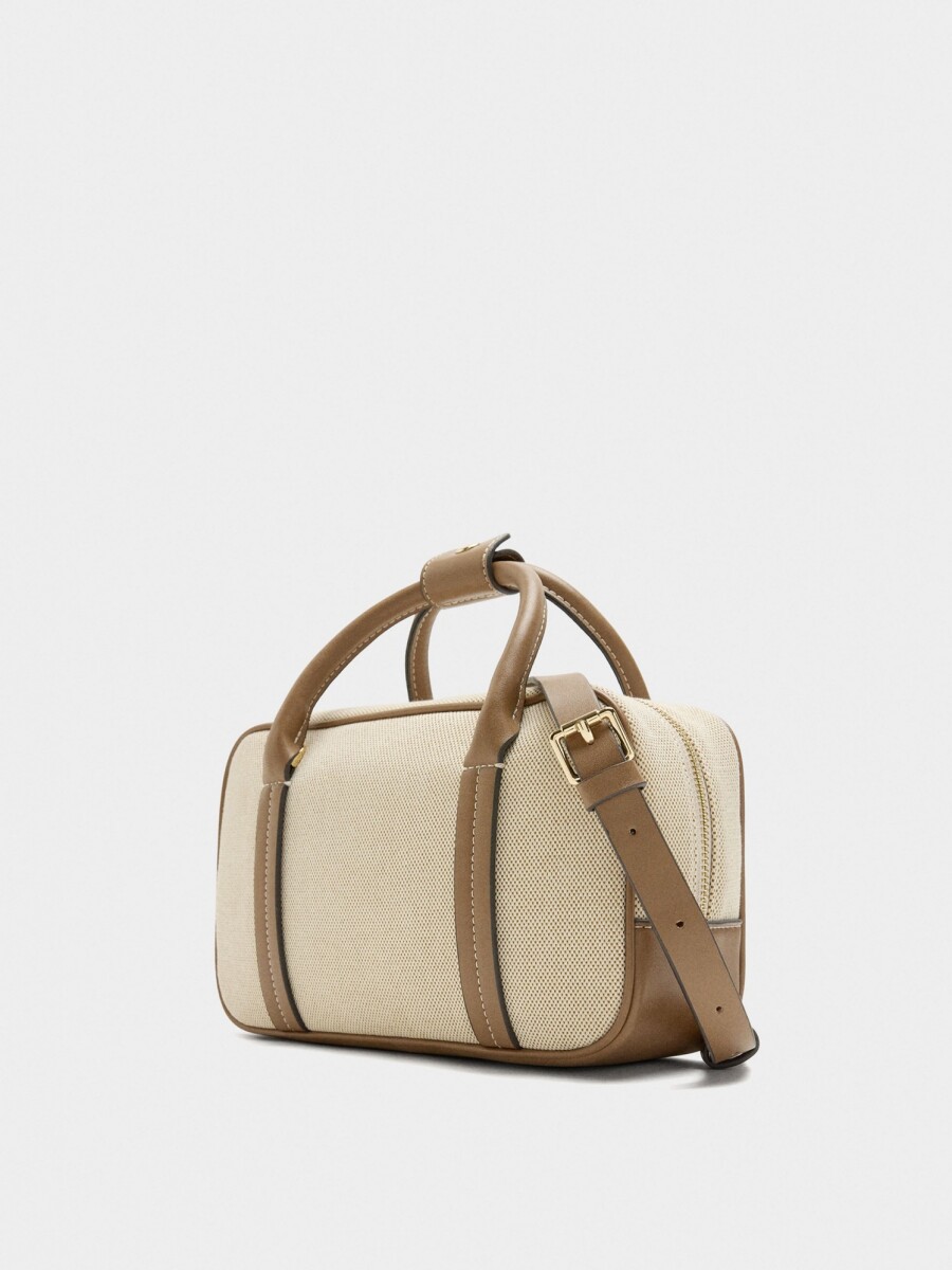 Bolso Tote Rectangular Con Colgante crudo