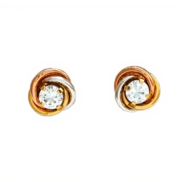 Caravanas Trinity Zirconia y oro- Oro bajo - Zirconia - CA8112 conpiedra