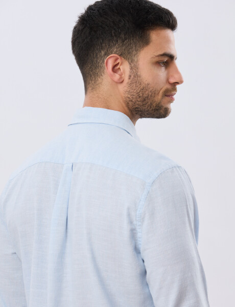CAMISA RAYADA DE LINO Celeste