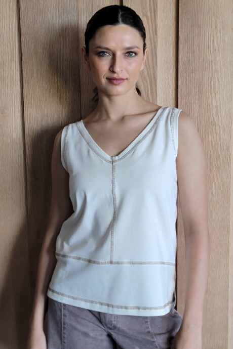Musculosa Aloe Crudo pespunte beige