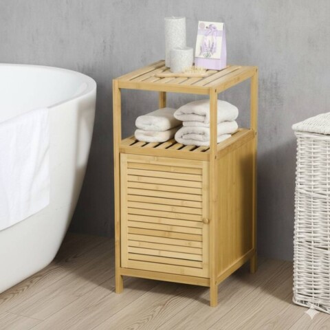 Estante organizador 2 niveles con puerta bambú Estante organizador 2 niveles con puerta bambú