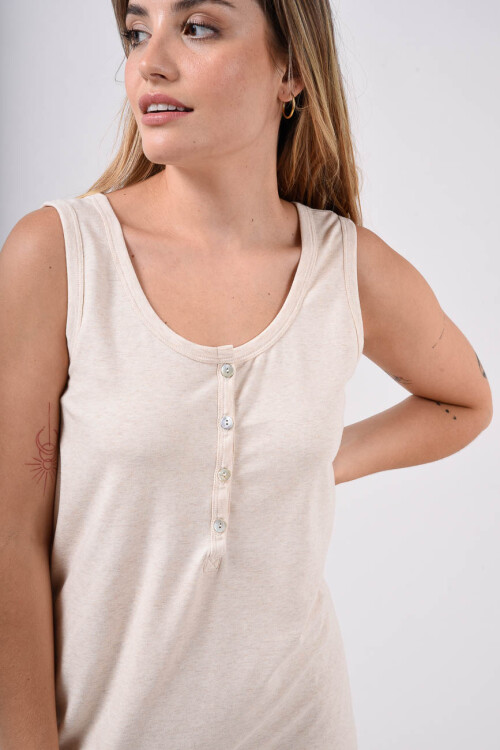Camisón Sin Marga Con Botones Champagne