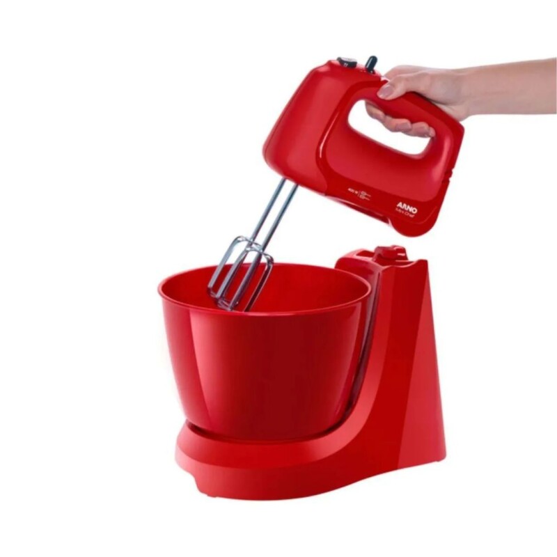 Mini Batidora Arno | 4 velocidades + Pulsar | Con 2 bowls de 4 Lts. | Color roja. Mini Batidora Arno | 4 velocidades + Pulsar | Con 2 bowls de 4 Lts. | Color roja.