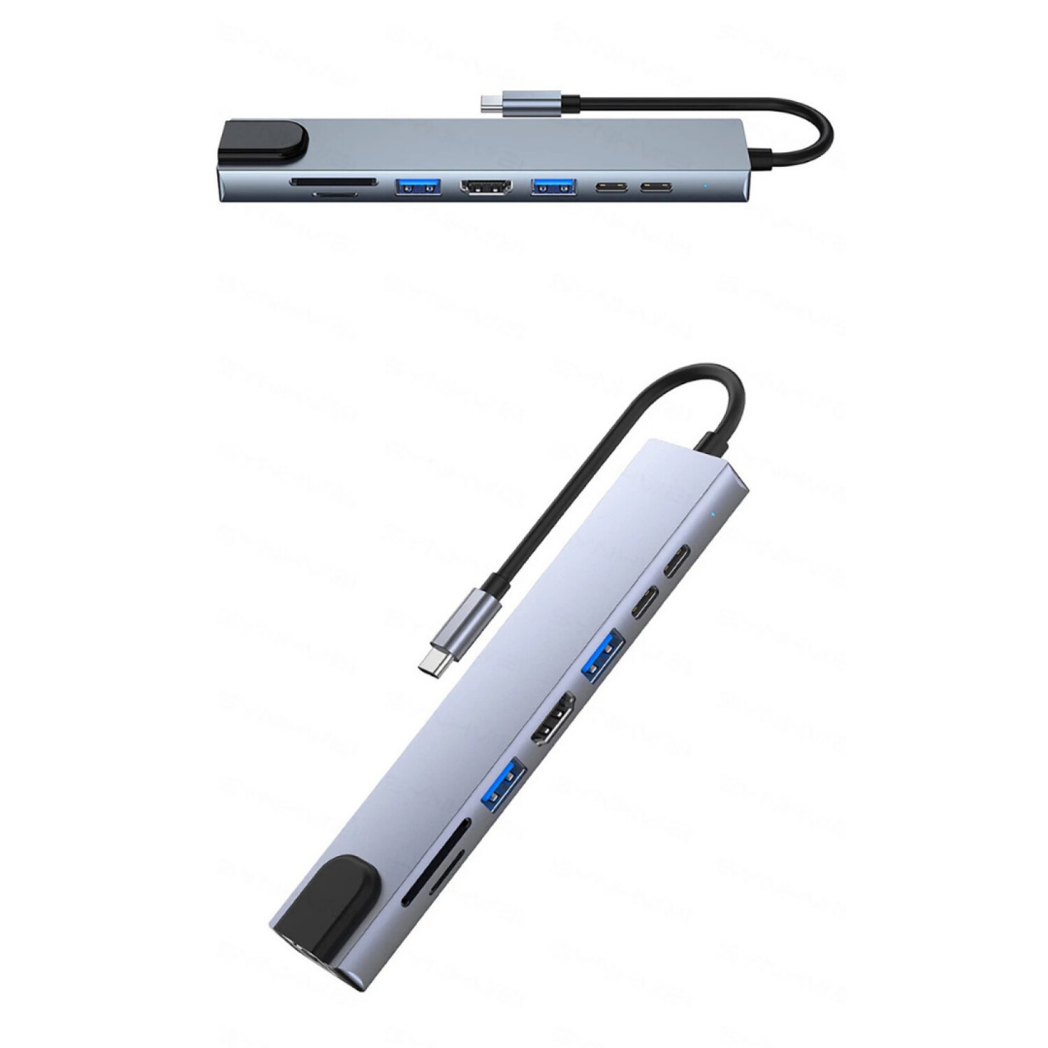Hub USB tipo C 8 en 1, adaptador HDMI 3,1 a 4K con lector de