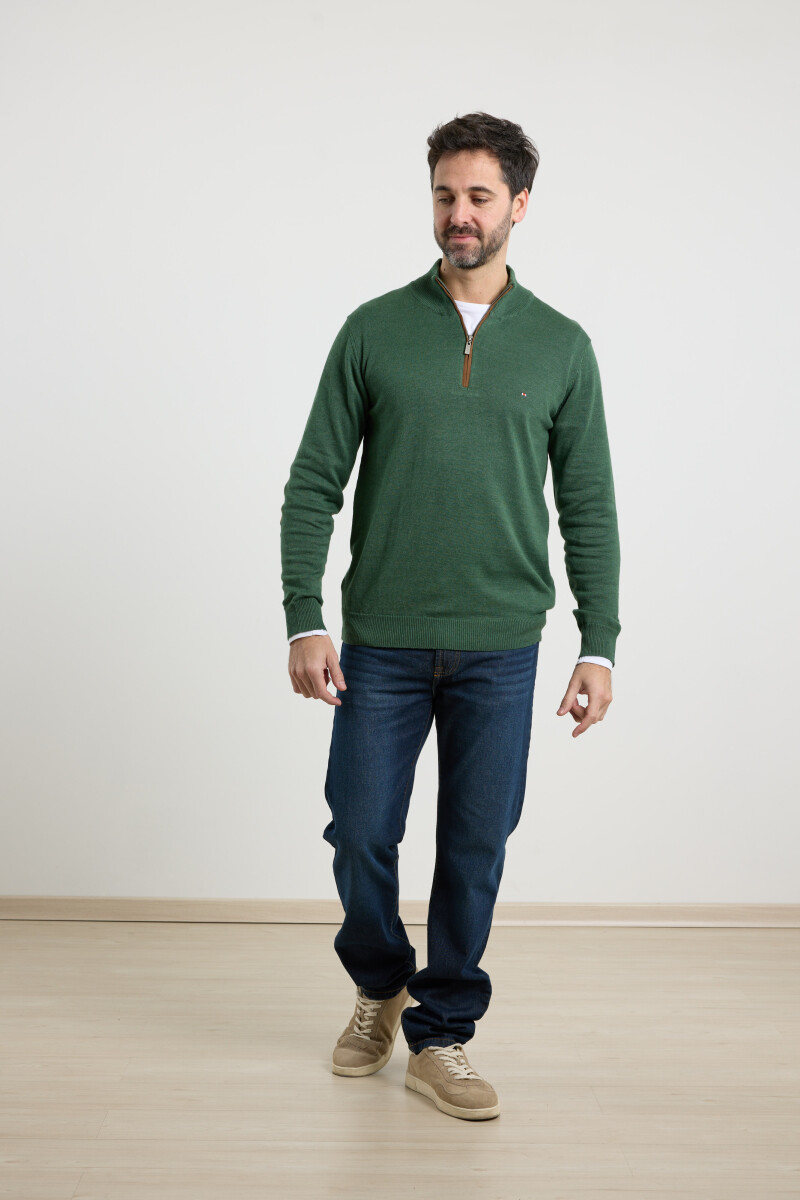 Sweater Medio Cierre Harrington Label - Verde 