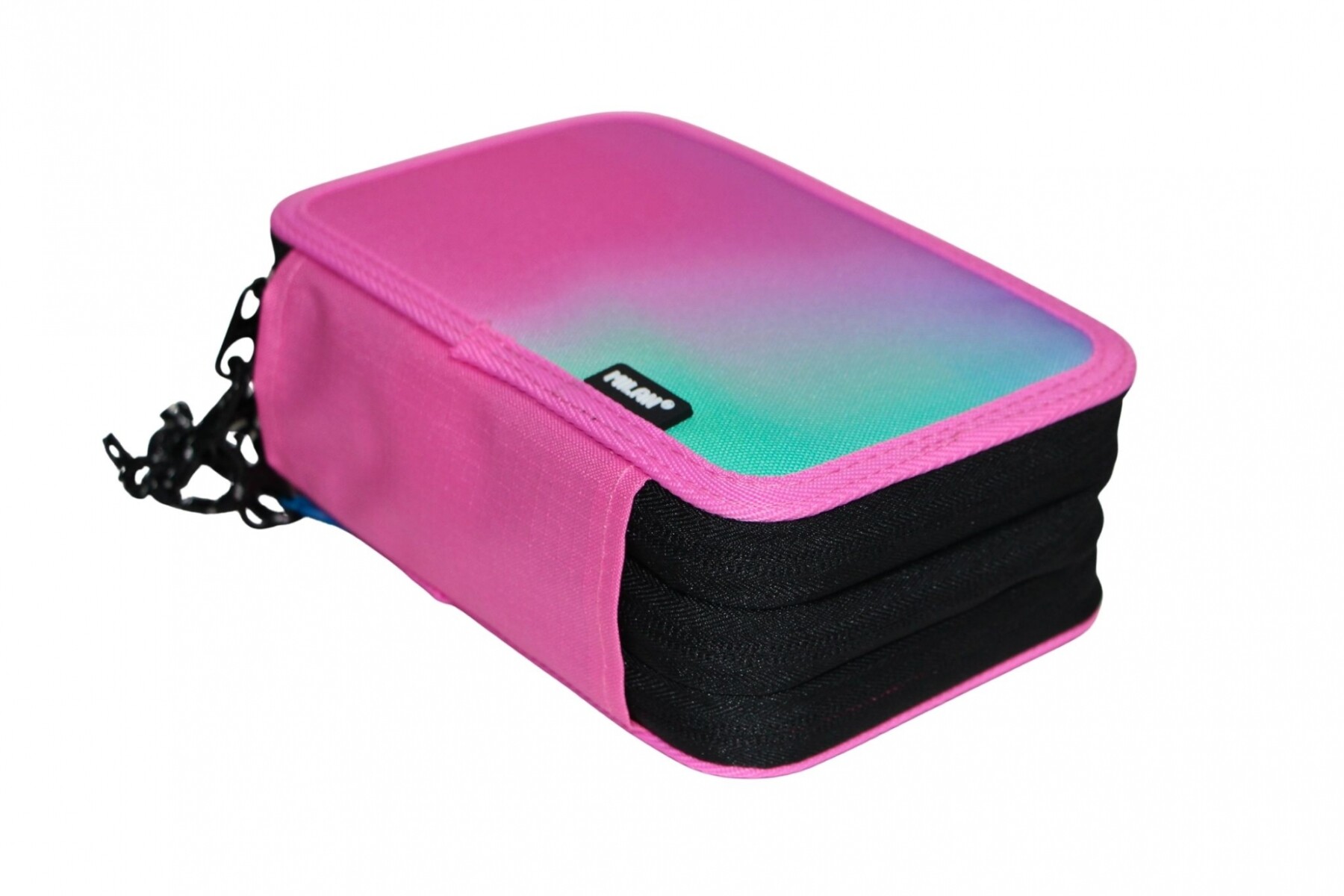 CARTUCHERA MILAN 3 PISOS COMPLETA DE UTILES SUNSET ROSADO 