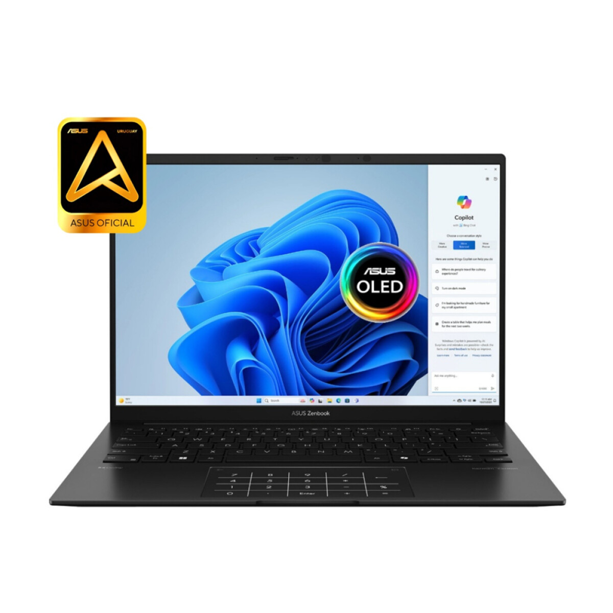 Notebook Asus Zenbook UM3406. AMD Ryzen 7 8840HS. RAM 16GB. Disco Sólido 1TB. Pantalla 14" OLED. Win11 