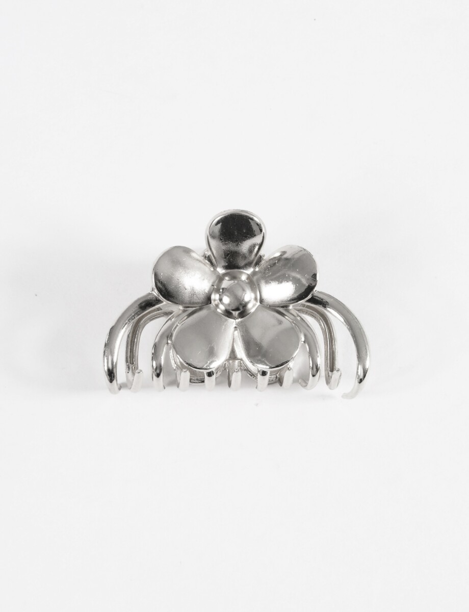 Broche flor - plateado 