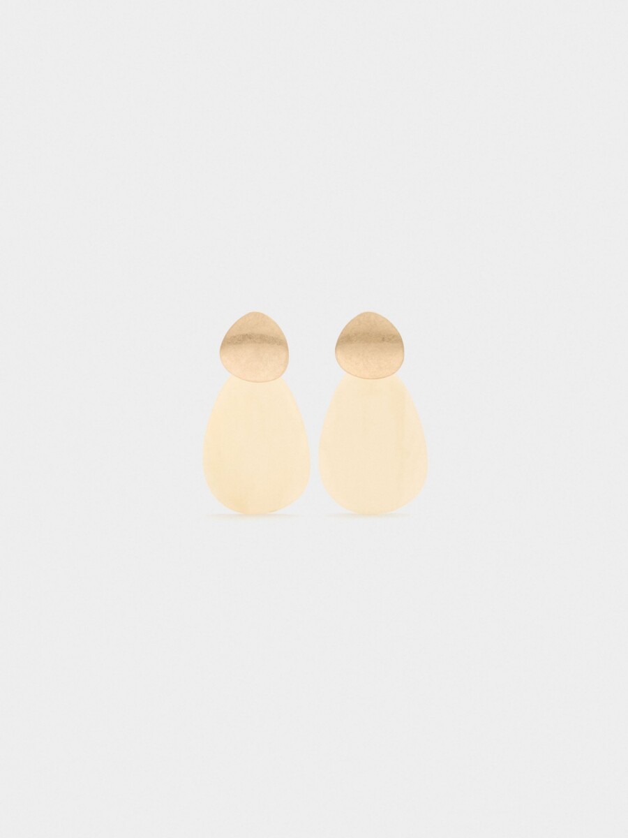 Pendientes Largos Con Flor Perlada beige