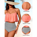 Malla Bikini de Dos Piezas De Tiro Alto Rosa