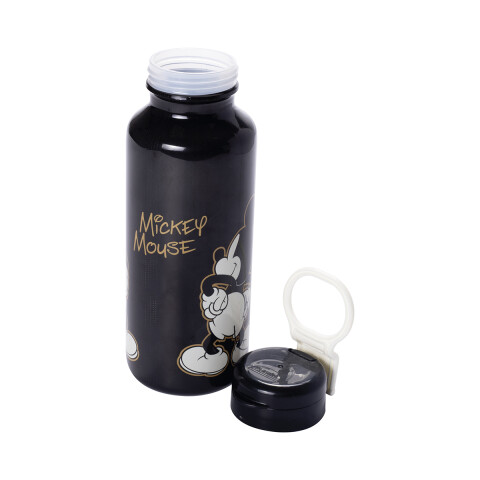 Botella Plática Abre Fácil Mickey 600 ml con Adhesivos NEGRO