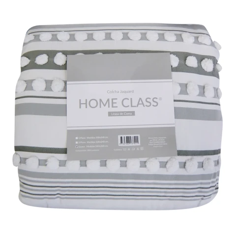 Colcha Nordico con Pompón Richmond King 240 x 260 cm RAYAS GRIS