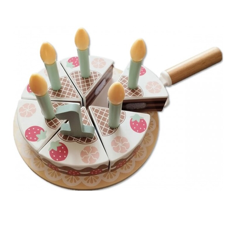 Juego de Torta de Cumpleaños de Madera- Tooky Toy TOOKY TOY TORTA DE CUMPLEAÑOS CON VELAS Y NÚMEROS 544B