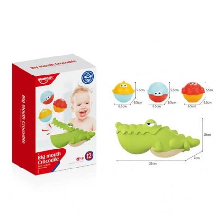 Juego Agua Baño Bebé Coordinación Cocodrilo Pelotas Huanger Verde